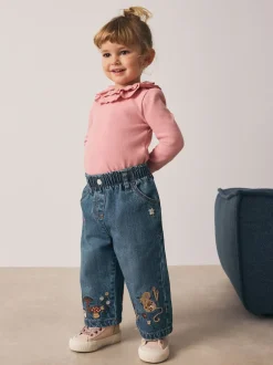Next bleu foncé - Jean brodé souris (3mois-7ans) Clearance