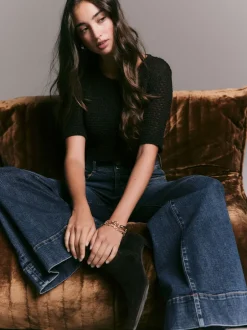 Next bleu foncé - Jean extensible Ample taille haute New