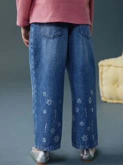 Next bleu foncé - Jean large avec ornements thermiques (3-16ans) New