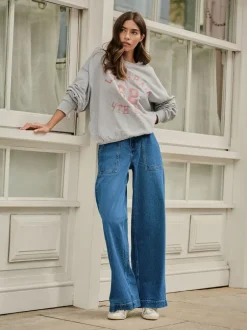 Next bleu foncé - Jeans larges utilitaires à taille haute