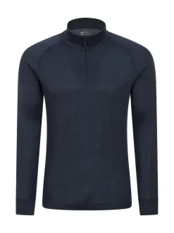 Mountain Warehouse bleu foncé - Mens Talus Quarter Zip Thermal Top Clearance