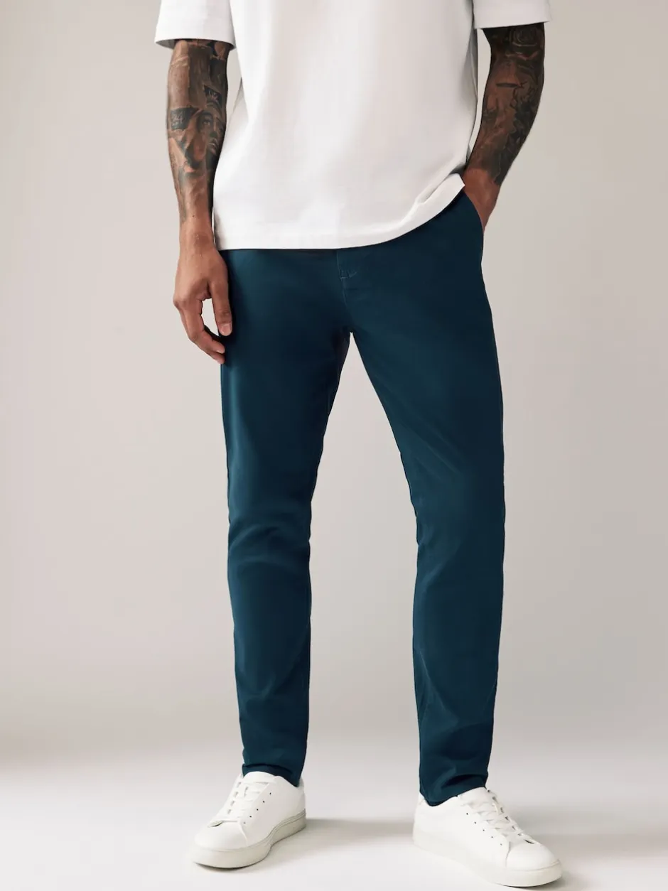 Next Bleu foncé - Pantalon chino stretch skinny Discount