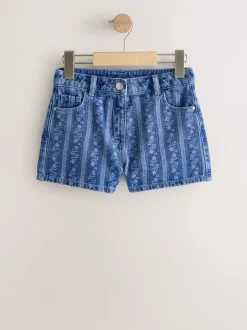 Next bleu foncé - Shorts Denim Fleuris (3-16ans) Outlet