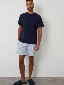 Threadbare bleu foncé - pyjama short texturé 100% coton Sale