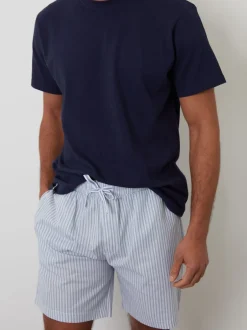 Threadbare bleu foncé - pyjama short texturé 100% coton Sale