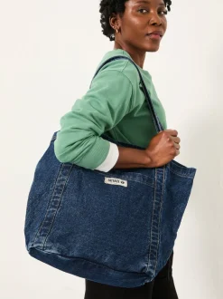 Fat Face Bleu foncé de denim - Sac cabas FatFace à poche 100% Coton