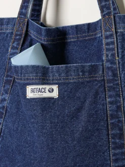 Fat Face Bleu foncé de denim - Sac cabas FatFace à poche 100% Coton