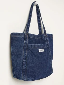 Fat Face Bleu foncé de denim - Sac cabas FatFace à poche 100% Coton