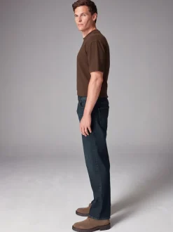 Next - Straight Fit Classic Jeans extensibles Bleu foncé lavé Outlet