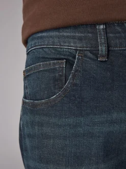 Next - Straight Fit Classic Jeans extensibles Bleu foncé lavé Outlet