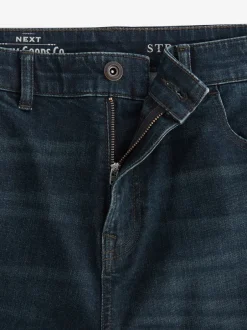 Next - Straight Fit Classic Jeans extensibles Bleu foncé lavé Outlet