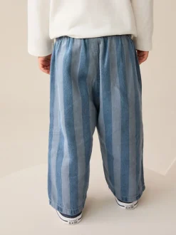 Next - Pantalon large à enfiler (3mois-7ans) Bleu foncé rayé