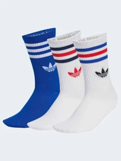 adidas originals - Col rond - 3-Rayures Chaussettes Col rond 3 paires Bleu Foncé/Blanc Best