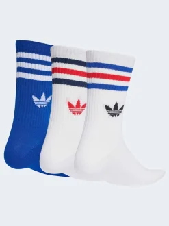 adidas originals - Col rond - 3-Rayures Chaussettes Col rond 3 paires Bleu Foncé/Blanc Best