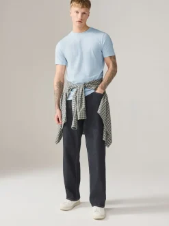 Next - Slim Fit (Slim Fit) - T-shirt Essential Col rond en coton Bleu glace Best