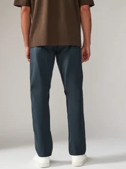 Next - Ajustement droit - Pantalon chino stretch Bleu Gris Moyen Sale