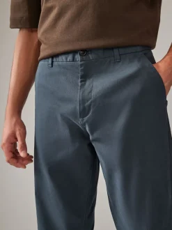 Next - Ajustement droit - Pantalon chino stretch Bleu Gris Moyen Sale