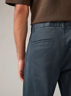 Next - Ajustement droit - Pantalon chino stretch Bleu Gris Moyen Sale