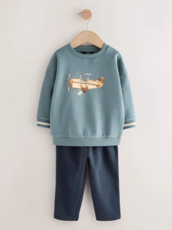Next - Ensemble Sweat-shirt et Survêtement (3mois à7ans) Bleu imprimé avion Sale