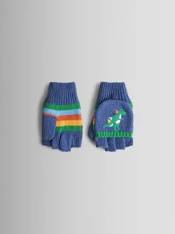 Jojo Maman Bébé Bleu imprimé dinosaure - Mitaines doublées de polaire Discount