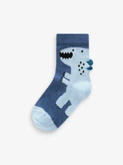 Next - Paquet de chaussettes en coton riche 7 Bleu imprimé dinosaure Clearance