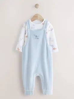 Next Bleu imprimé éléphant - Ensemble salopette et body en velours bébé (0mois-3ans) Hot