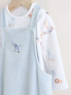 Next Bleu imprimé éléphant - Ensemble salopette et body en velours bébé (0mois-3ans) Hot