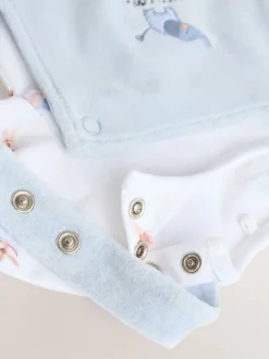 Next Bleu imprimé éléphant - Ensemble salopette et body en velours bébé (0mois-3ans) Hot