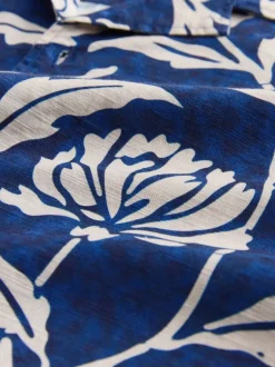 Next Bleu indigo - Chemise manches courtes à imprimé floral Best