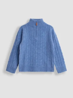 Jojo Maman Bébé Bleu indigo - Pull classique à demi-fermeture éclair Hot