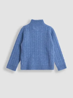 Jojo Maman Bébé Bleu indigo - Pull classique à demi-fermeture éclair Hot