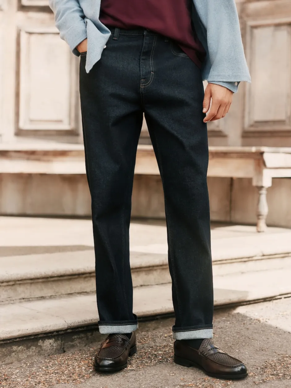 Next Bleu indigo rincé - Jean Signature brossé douillet en laine