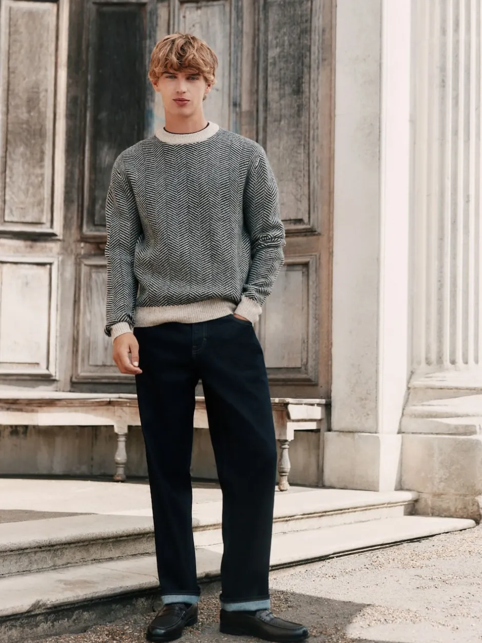 Next Bleu indigo rincé - Jean Signature brossé douillet en laine