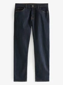 Next - Straight Fit Classic Jeans extensibles Bleu indigo rincé Outlet