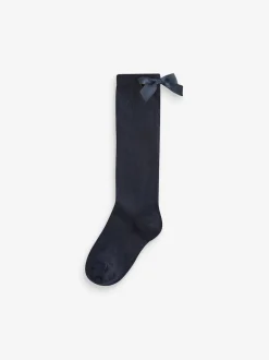 Next Bleu marine - 2 Chaussettes genoux riches Nœud en coton Lot Discount