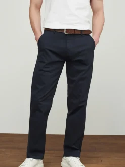Next Bleu marine - Ajustement droit - Pantalons chino à ceinture doux au toucher Clearance