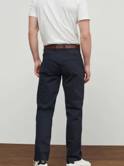 Next Bleu marine - Ajustement droit - Pantalons chino à ceinture doux au toucher Clearance