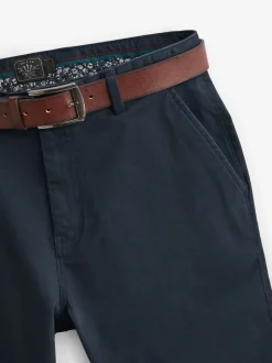 Next Bleu marine - Ajustement droit - Pantalons chino à ceinture doux au toucher Clearance