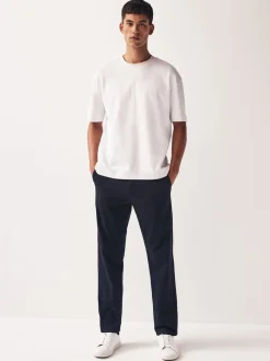 Next - Ajustement droit - Pantalon chino stretch Bleu marine Discount