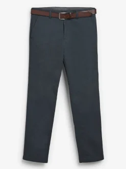 Next Bleu marine - Ajustement droit - Pantalon chino doux imprimé à ceinture Online