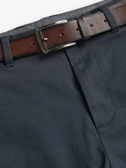 Next Bleu marine - Ajustement droit - Pantalon chino doux imprimé à ceinture Online