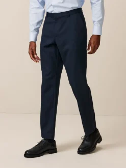 Next Bleu marine - Ajustement régulier - Pantalon élégant uni sur le devant