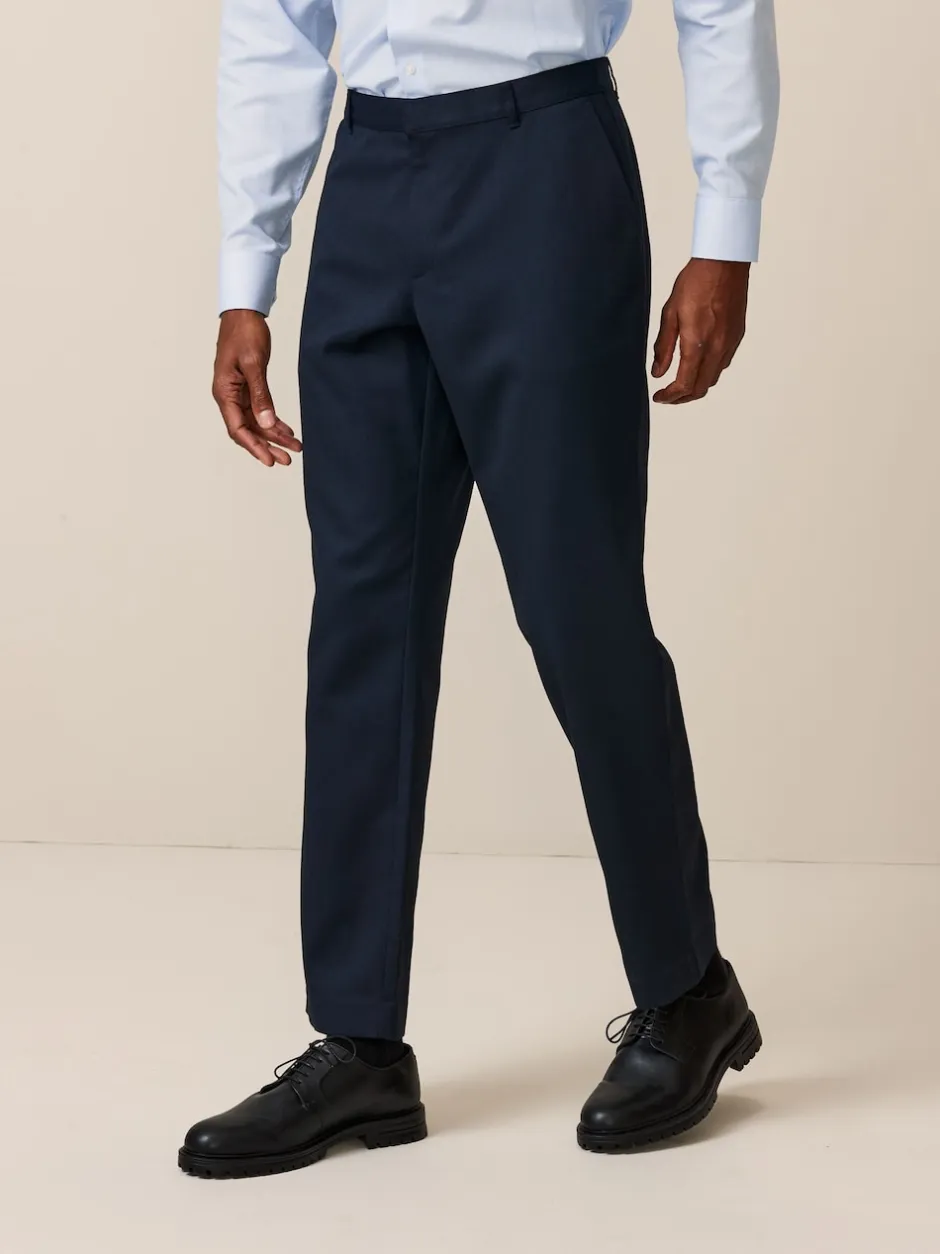 Next Bleu marine - Ajustement régulier - Pantalon élégant uni sur le devant