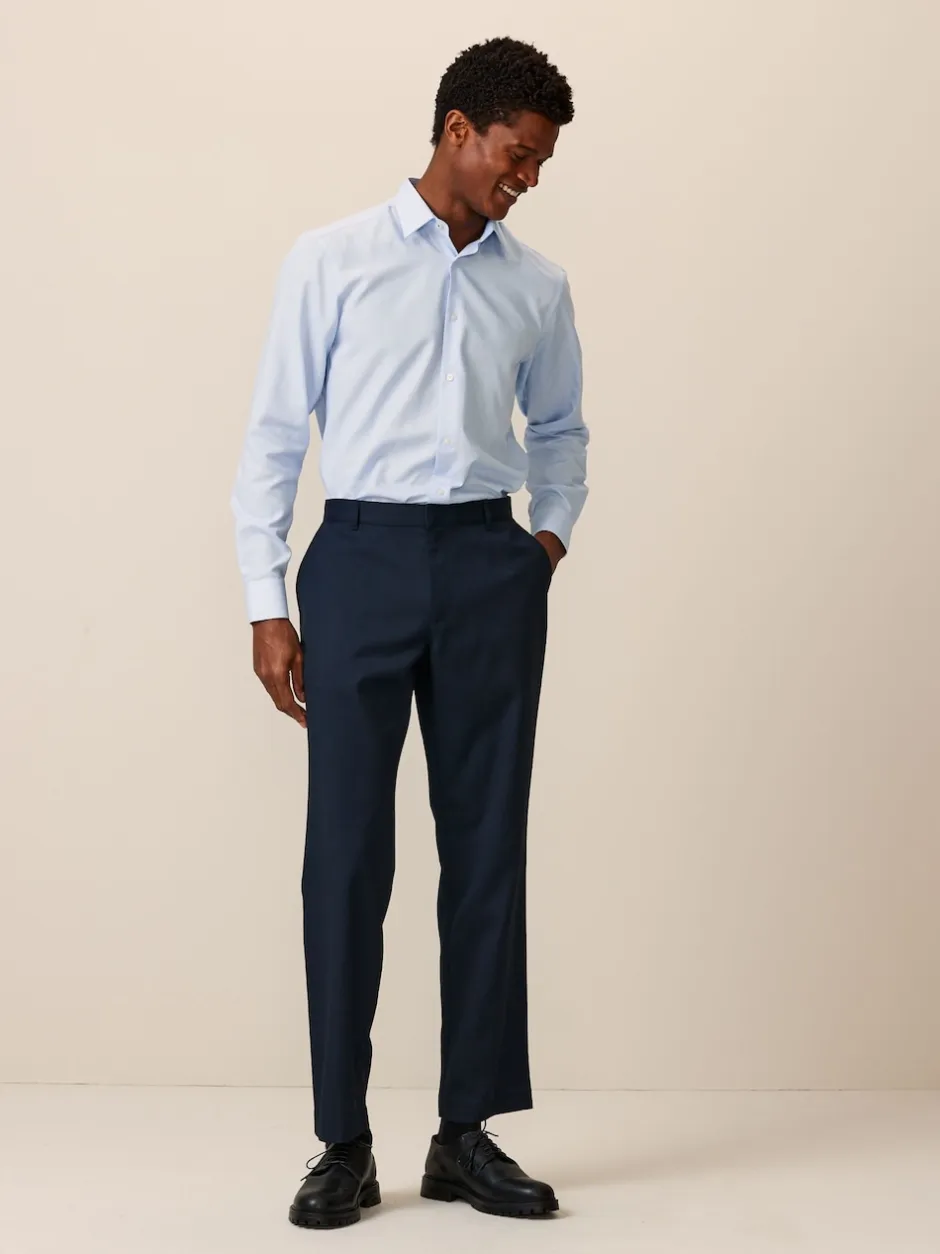 Next Bleu marine - Ajustement régulier - Pantalon élégant uni sur le devant