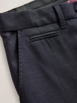 Next Bleu marine - Ajustement régulier - Pantalons Signature en 100 % laine avec ceinture Motion Flex