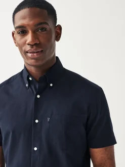 Next Bleu marine - Ajustement régulier - Chemise Oxford à manches courtes Easy Iron Button Down Discount