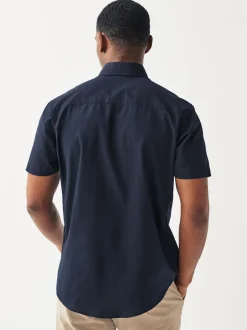 Next Bleu marine - Ajustement régulier - Chemise Oxford à manches courtes Easy Iron Button Down Discount