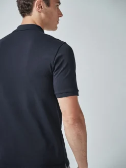 Next - Ajustement régulier - Polo Manches courtes Pique Bleu marine Discount
