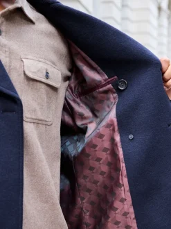 Next Bleu marine - Ajustement régulier - Caban N.premium doux au toucher en laine Best