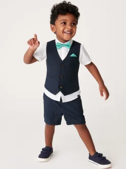 Baker by Ted Baker Bleu marine - Ensemble chemise, gilet et short New